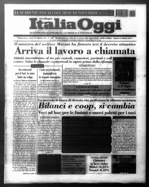 Italia oggi : quotidiano di economia finanza e politica